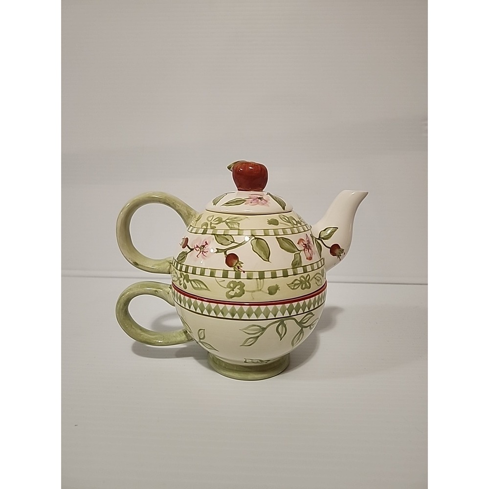 ZRIKE‎ "Apple Blossoms" Hand Painted Teapot Floral Pink Flowers Tea Pot
